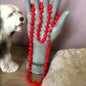 Vintage orangish/ red bead necklace